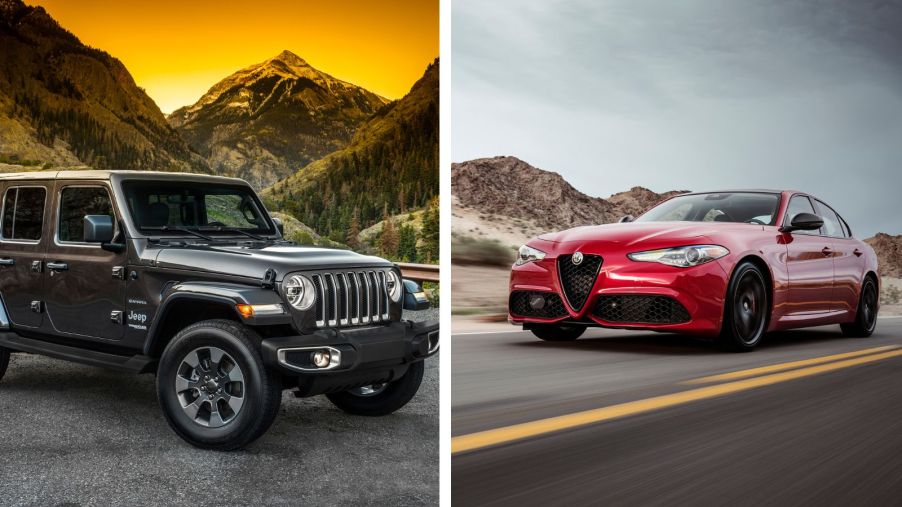 Left: 2019 Jeep Wrangler / Right: 2019 Alfa Romeo Gulia