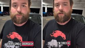 A Door Dash driver in Virginia Beach explaining his earnings after a 12-hour shift