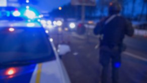 A DUI checkpoint at night