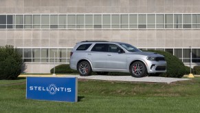 A Stellantis sign near a building