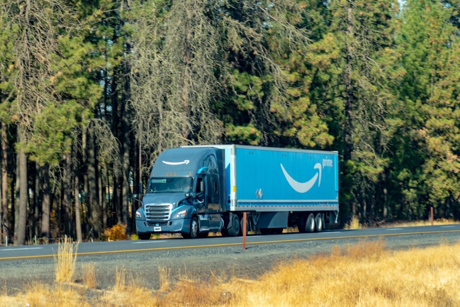 Amazon Prime semi-truck on the road