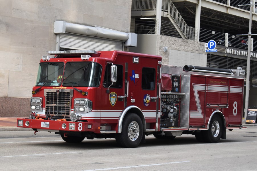 A fire truck on a city street