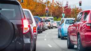 Tailgating cars in traffic