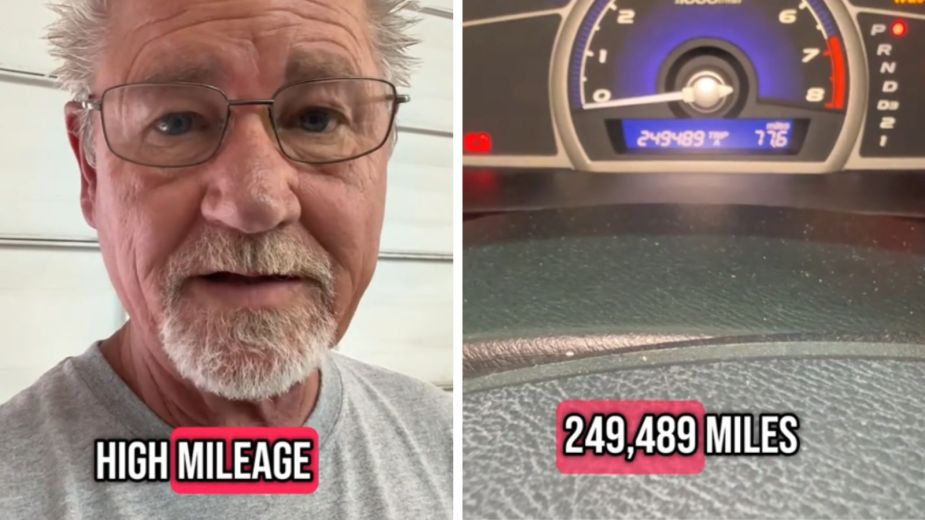 A TikToker and used car dealer explaining why a 2009 Honda Civic with 249,000 miles is still a good bet in 2025