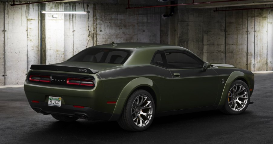 A 2023 Dodge Challenger SRT Jailbreak parked in right rear angle view