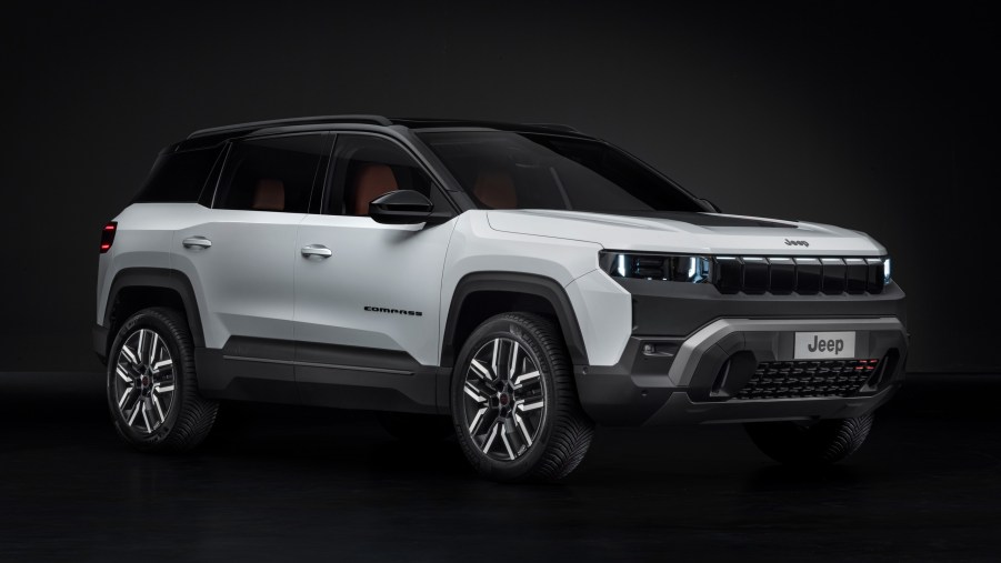 The 2026 Jeep Compass on a dark background