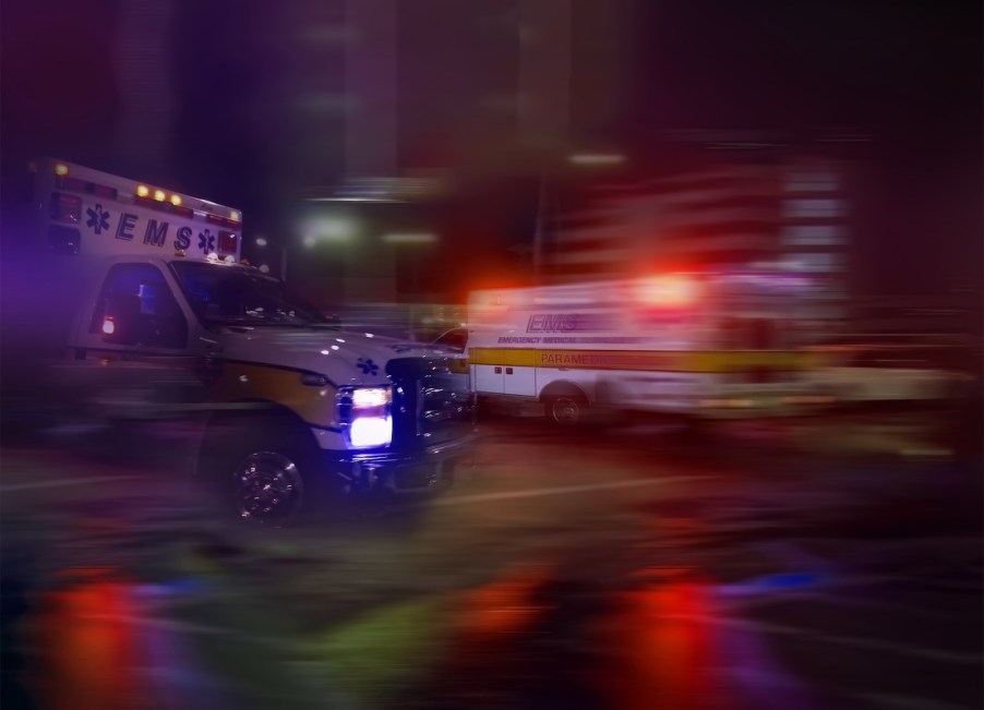 Two ambulances respond to a traffic death scenario