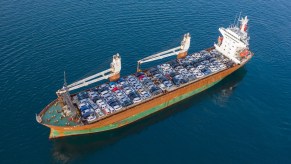 Cars on a cargo ship
