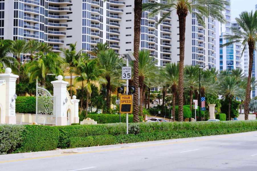 A speed limit in Florida with a radar verifier to discourage speeding.