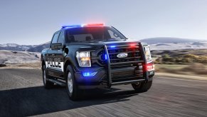 A Ford F-150 Police Truck on the road