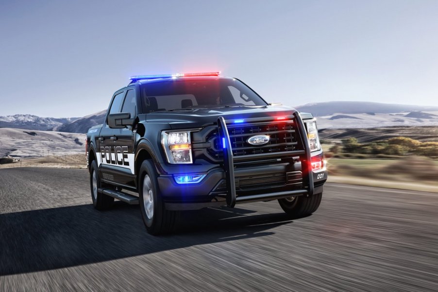 A Ford F-150 Police Truck on the road