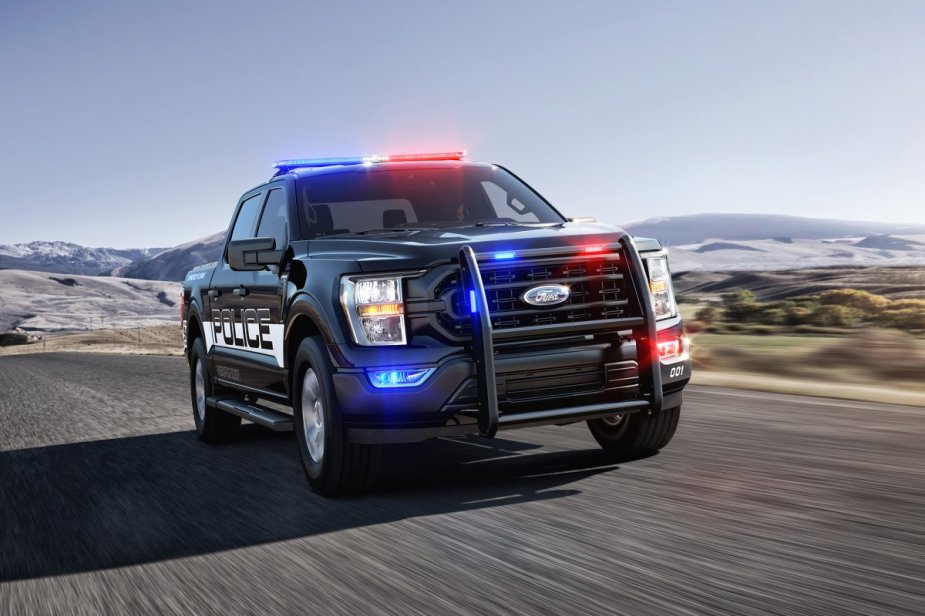 A Ford F-150 Police Truck on the road