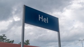 Hel sign, for Helsinki Airport.