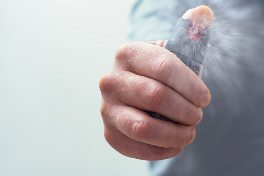 A man using pepper spray