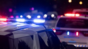 Police cars with their lights on