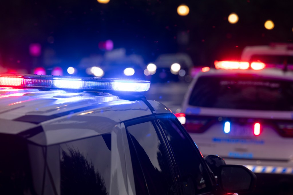 Police cars with their lights on