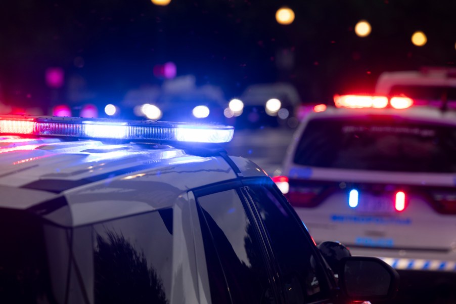 Police cars with their lights on