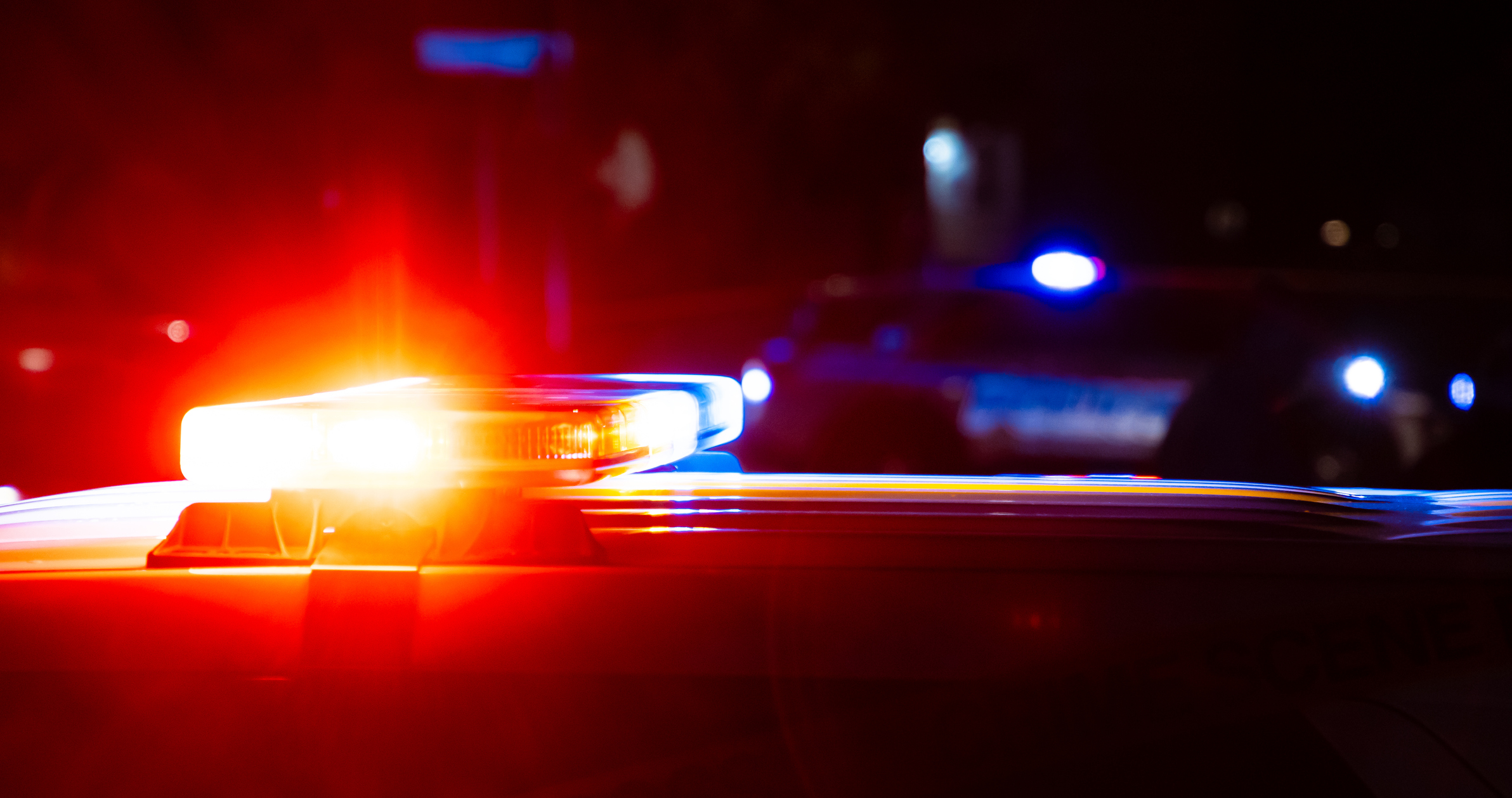Police lights on a at night