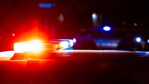 Police lights on a at night