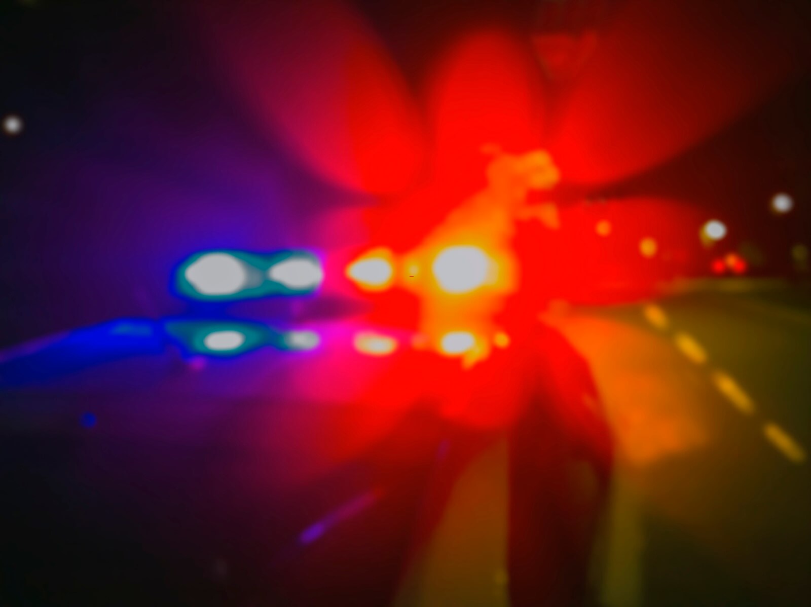A set of police lights at a Florida man's crime scene.