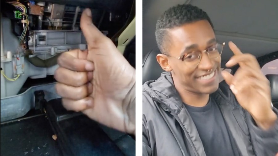 TikToker shows how to spray perfume or cologne on the cabin air filter and keep a car smelling good.