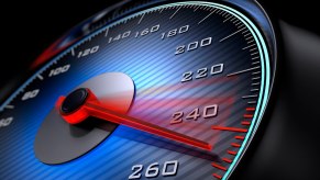 The speedometer of a the turkey transportation minister speeding past 240 km/h