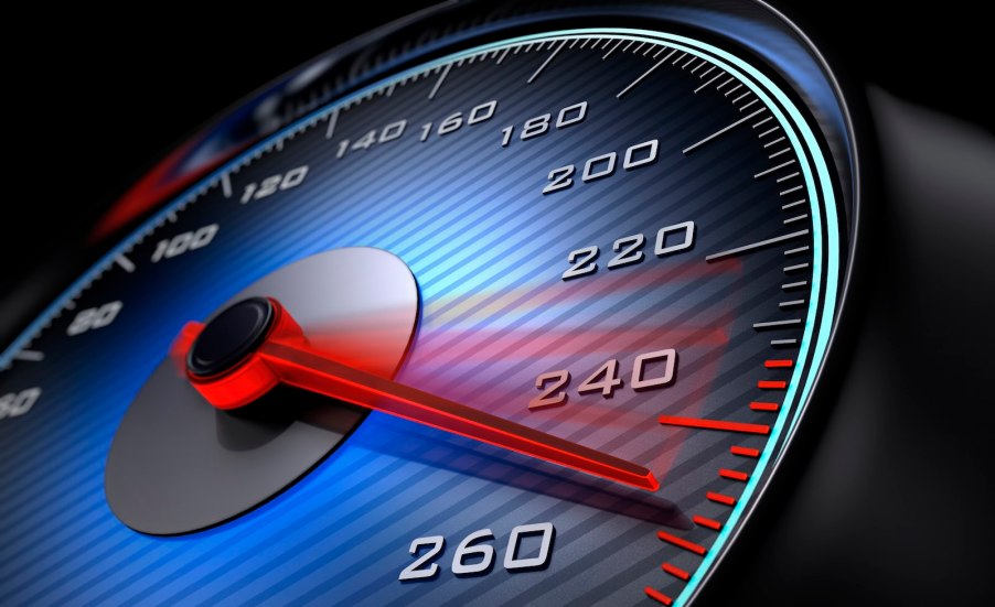 The speedometer of a the turkey transportation minister speeding past 240 km/h