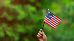 A Florida man got stuck in the sand trying to escape during a police chase and ended up waving an American flag.