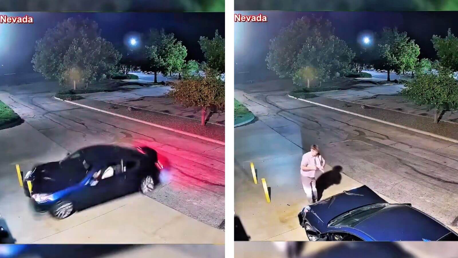 A split screen image shows a wild Hyundai crash following a failed drift.