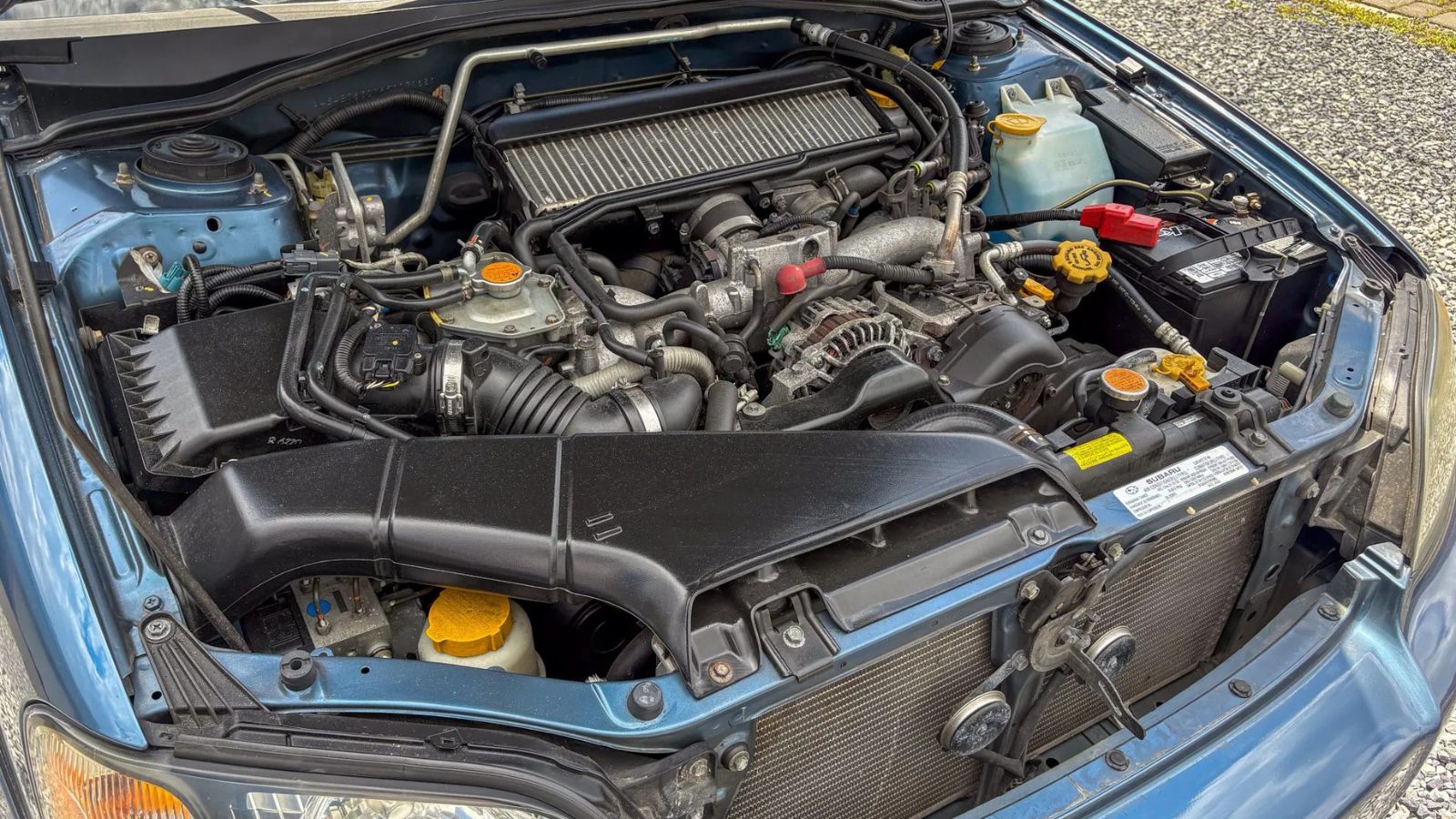 A view of a 2006 Subaru Baja Turbo engine