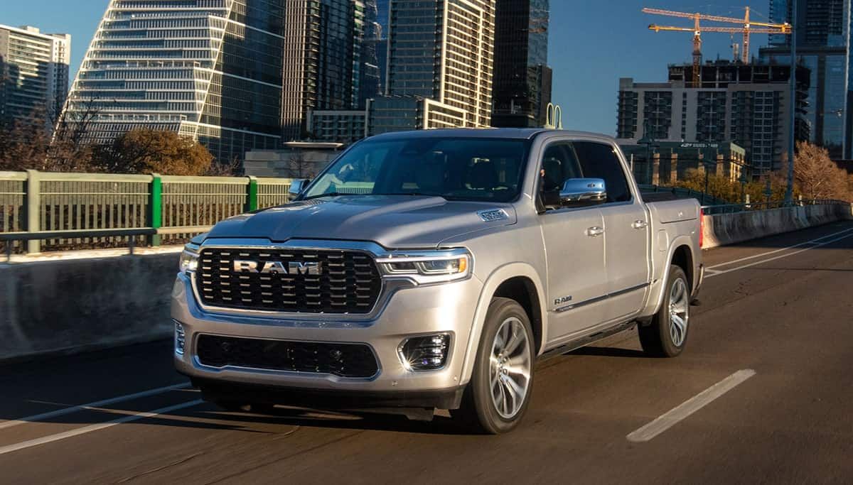 The 2025 Ram 1500 in the city