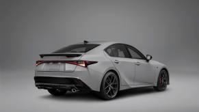 A 2026 Lexus IS 350 shows off its rear-end styling.