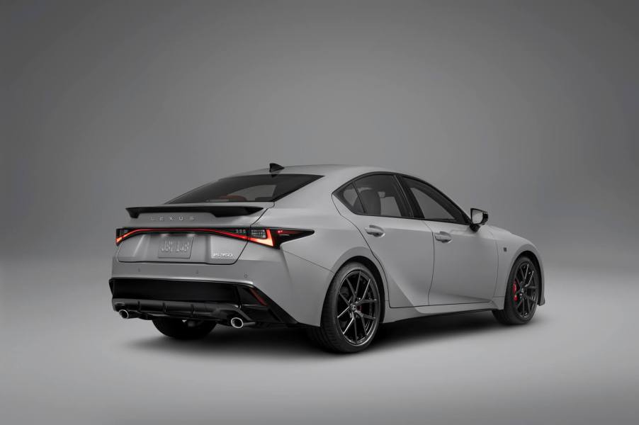 A 2026 Lexus IS 350 shows off its rear-end styling.