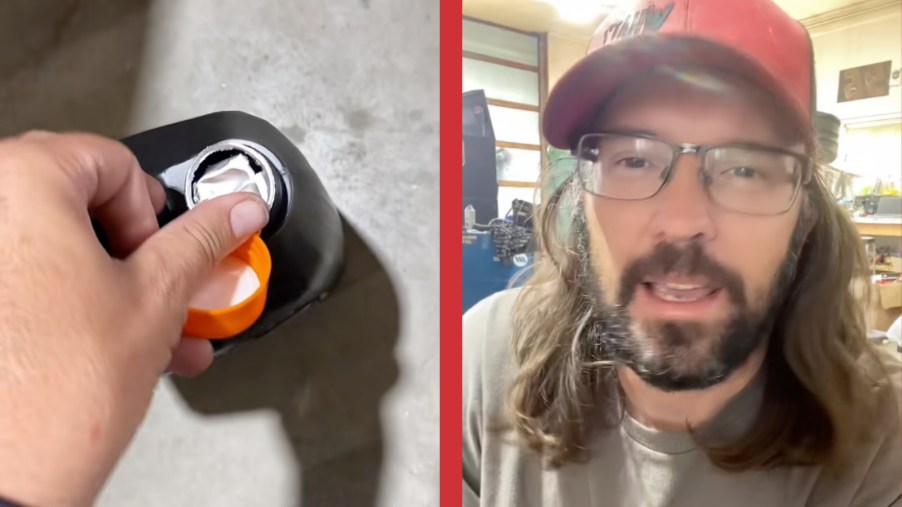 @WhatNoooWaaay mechanic demonstrates how to cut the foil top off an anti-freeze coolant jug