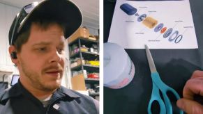 A man and oil filter