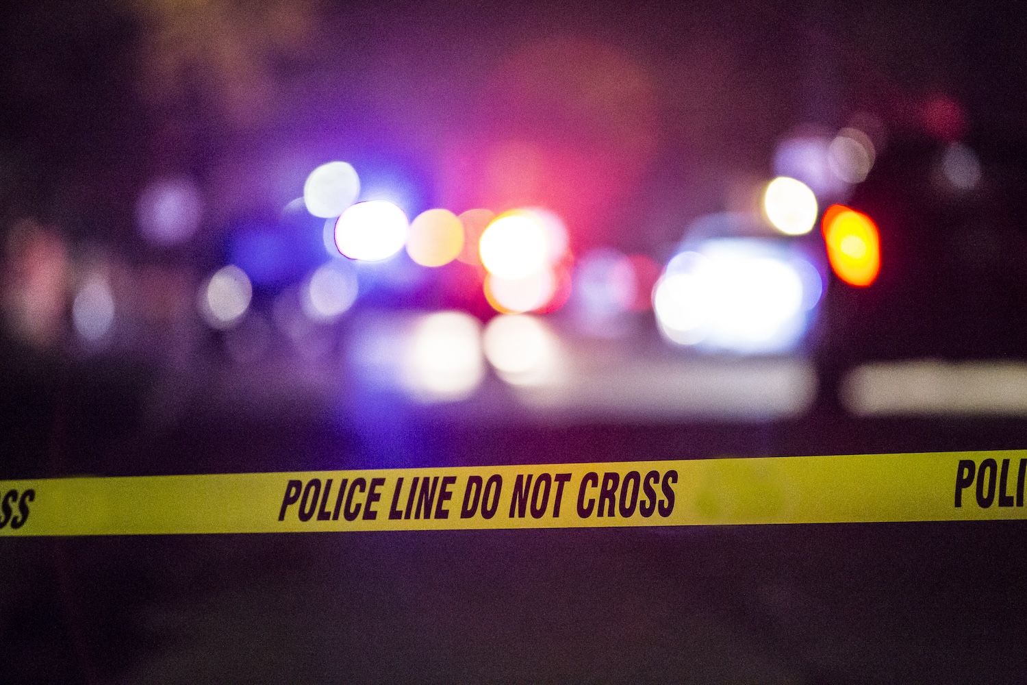 Police tape at a crime scene