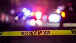 Police tape at a crime scene
