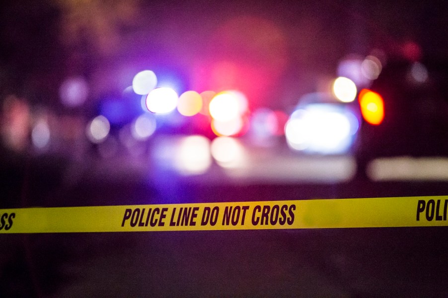 Police tape at a crime scene