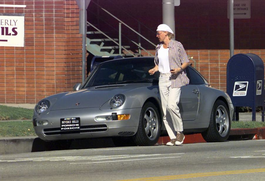 A picture shows Ellen DeGeneres, who was recently accused of running a stop sign and causing a car crash.
