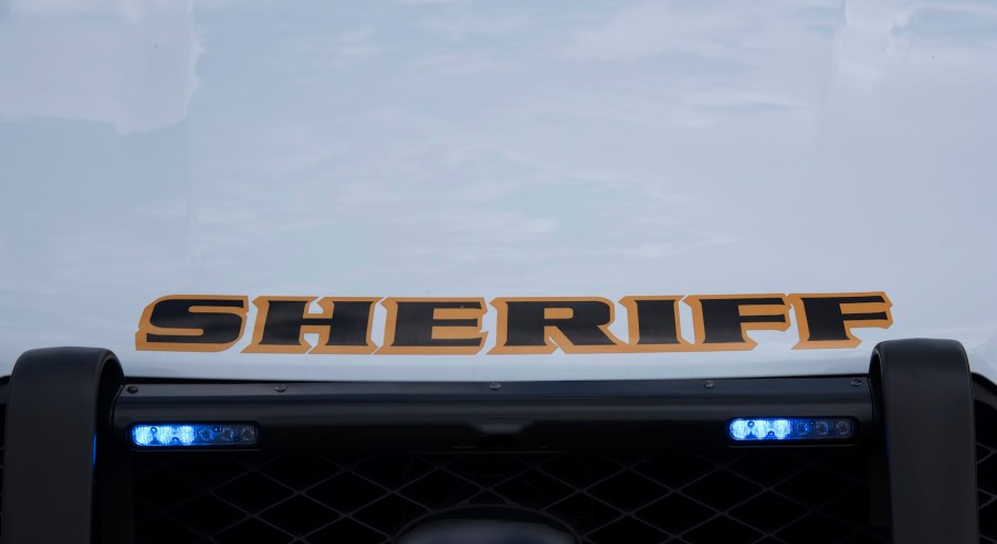 Hood of a Florida Sheriff's deputy car, headbutted by suspect