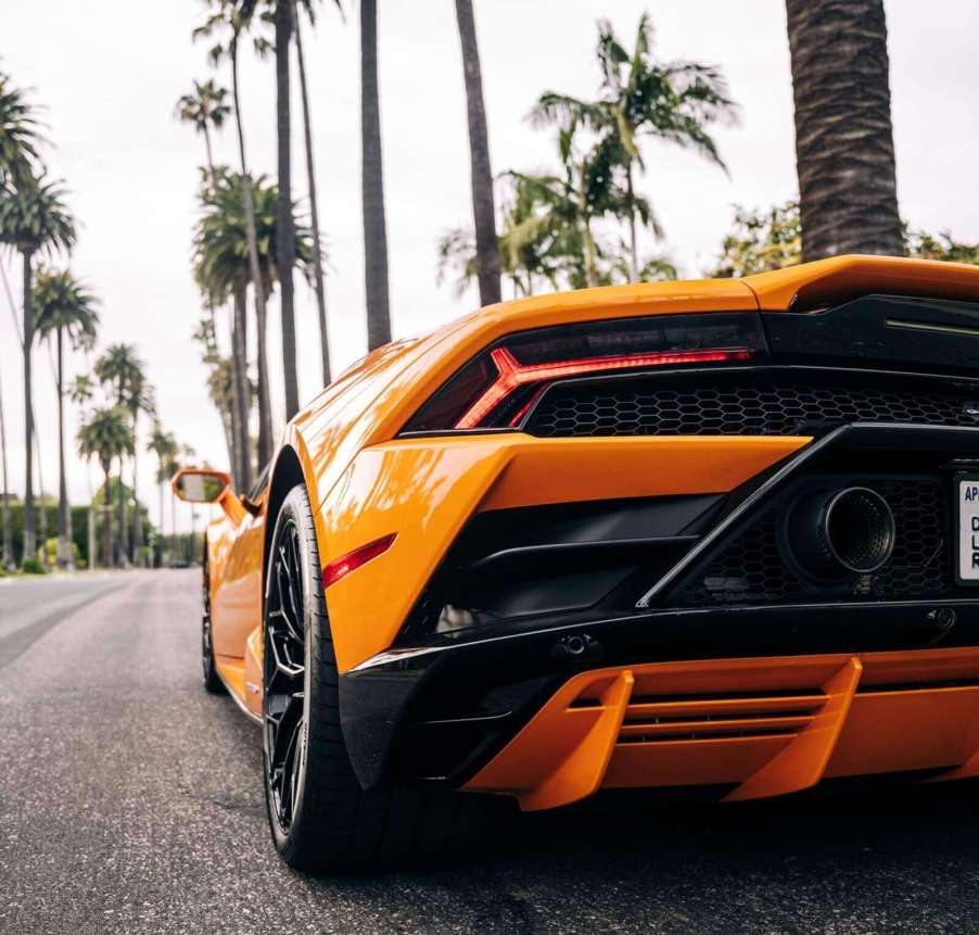 A Lamborghini Huracán in coastal Florida shows off its rear-end styling.