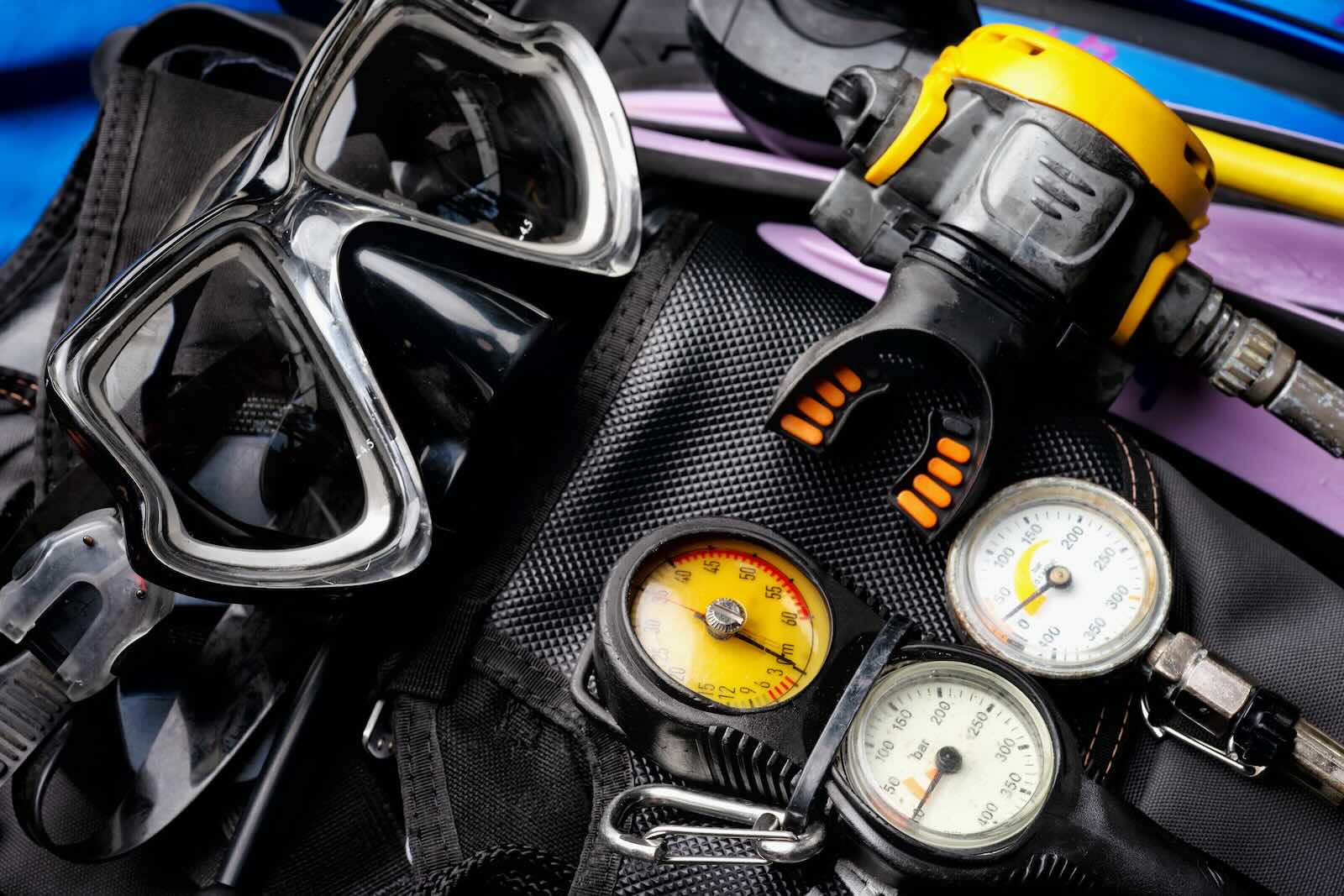 Pile of scuba gear a Florida man used to rob a Disney World restaurant boat