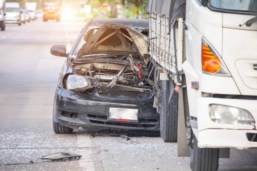 Car smashed into the back of a semi truck in a Texas accident.