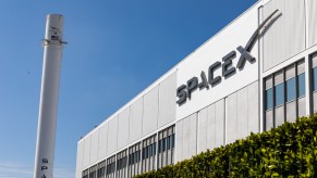 A SpaceX building on a sunny day