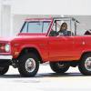 Actress Sydney Sweeney drivers her red 1969 Ford Bronco in Beverly Hills.