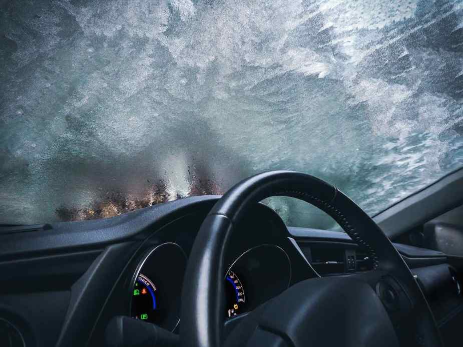 The icy windshield in a Toyota/Lexus crossover EV recalled for a defrost issue