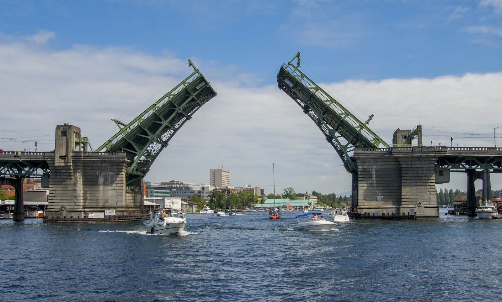 The University drawbridge in Seattle wide open