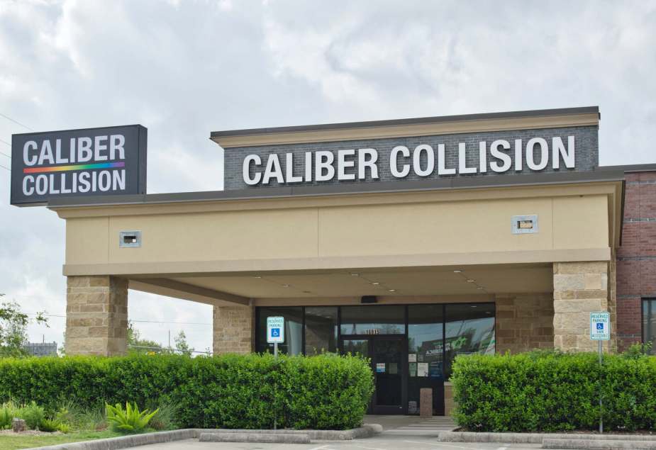 A Caliber Collision location front in Houston, Texas