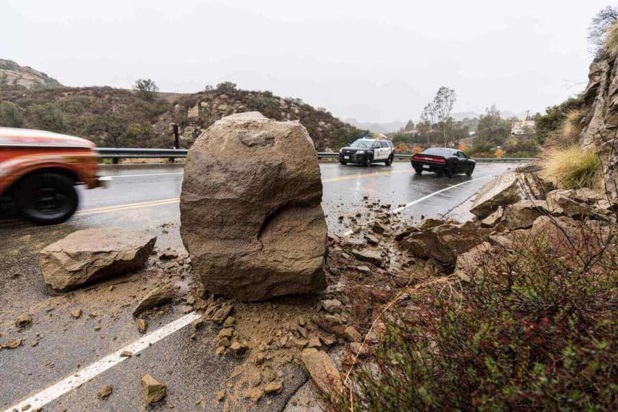 A video showed a Toyota Tundra driver nearly getting swept away by a California mudslide.