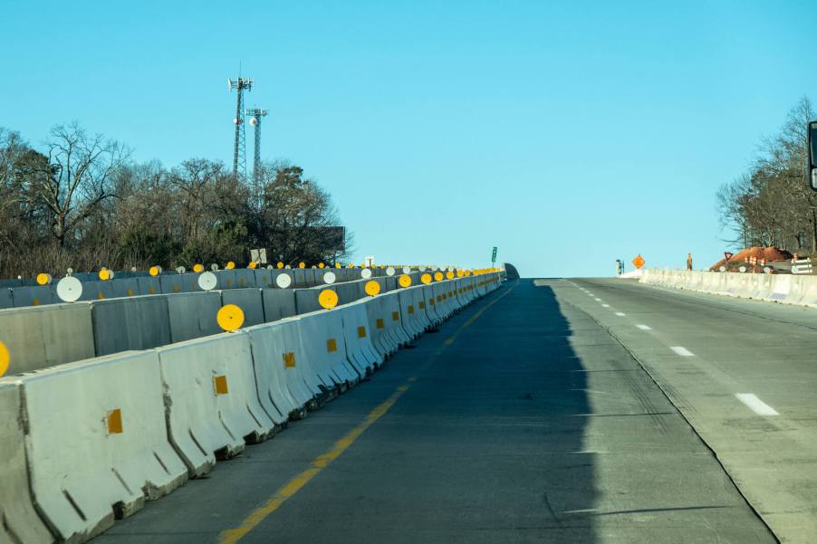 Concrete barrier line a tollway in the U.S.